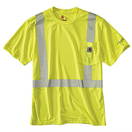 Men's Force Brite Lime Class 2 High-Visibility Short Sleeve Pocket Shirt