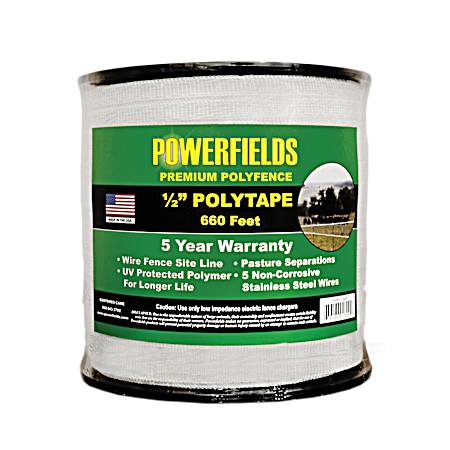 0.5 in White 5-Wire Electric Fence Polytape