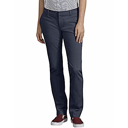 Women's Perfect Shape Rinsed Navy Straight Leg Twill Pants