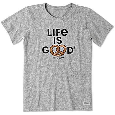 Women's Heather Gray Keep It Salty Pretzel Short Sleeve Shirt