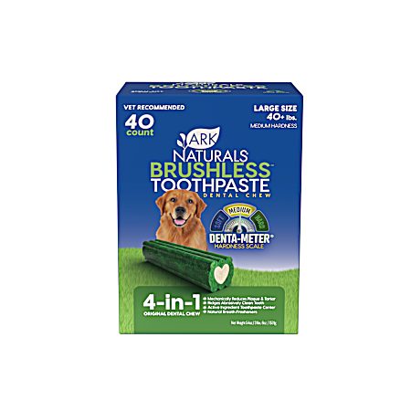 Large Brushless Toothpaste Dental Chews for Dogs Value Pack - 40 Ct