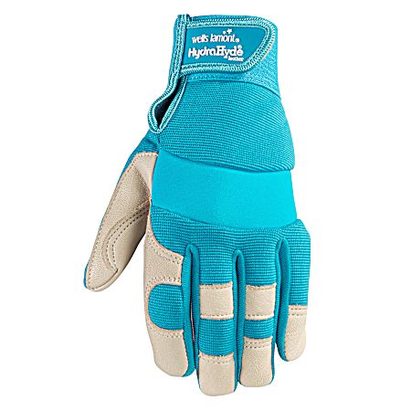 Women's Desert Tan/Turquoise Hydrahyde Grain Cowhide Leather Gloves