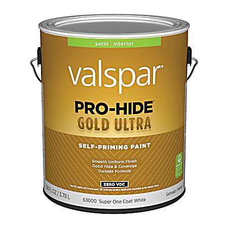 Ultra 1 gal 63000 Super One Coat White Interior Satin Self-Priming Latex Paint
