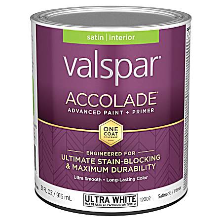Ultra White Interior Satin Acrylic Paint & Primer