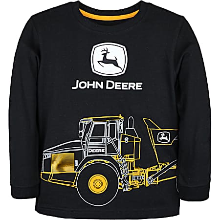 Little Boys' Black Construction Long Sleeve Shirt