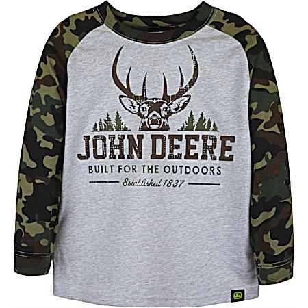 Little Boys' Ash Heather Deere Long Sleeve Shirt