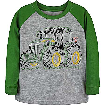 Toddler Boys' Medium Heather Grey Tractor Long Sleeve Shirt