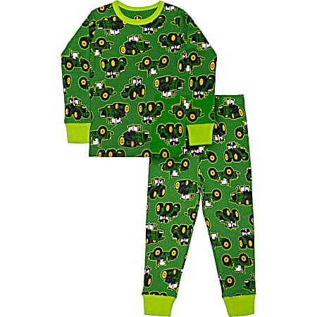 Toddler Boys' Green Tractor Toss PJ Set