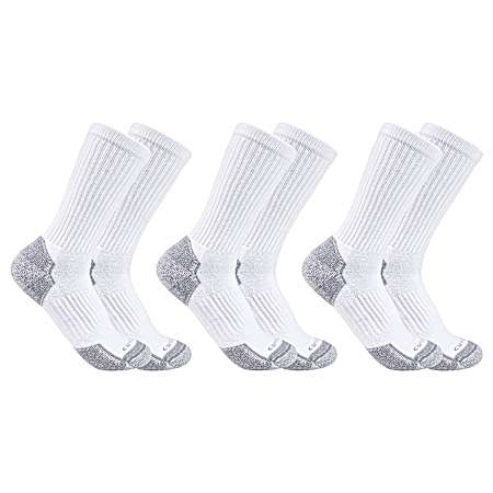 Men's White All-Season Crew Cotton Sock - 3 Pk