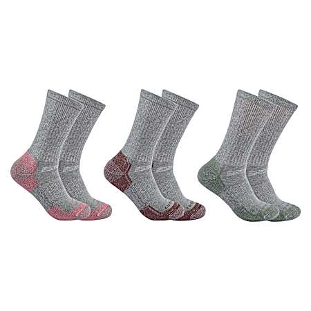 Ladies' Grey Work Crew Socks - 3 Pk