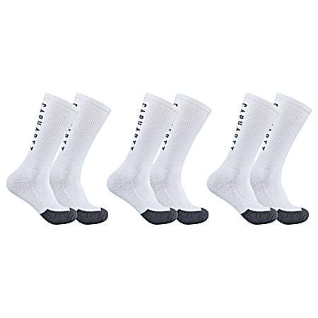 Men's Force White Midweight Logo Crew Socks - 3 Pk