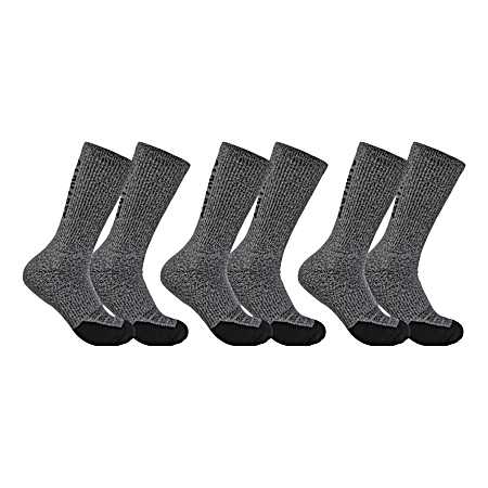 Men's Force Grey Midweight Logo Crew Socks - 3 Pk