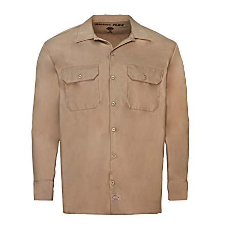 Men's FLEX Button Front Long Sleeve Twill Work Shirt