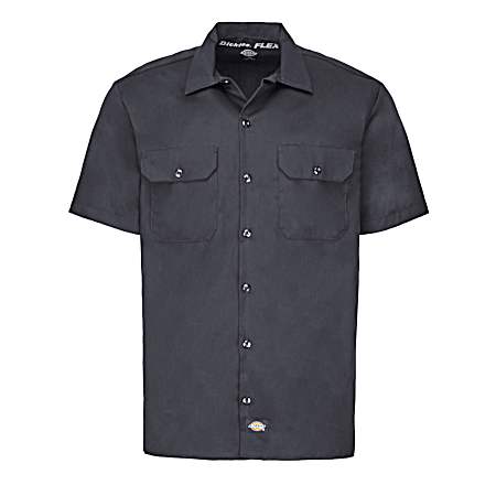 Men's FLEX Button Front Short Sleeve Twill Work Shirt