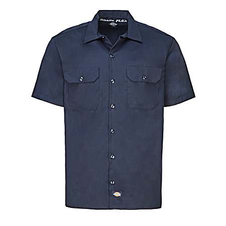 Men's FLEX Button Front Short Sleeve Twill Work Shirt