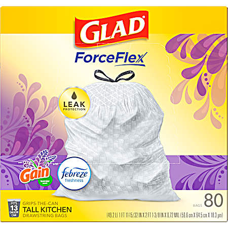 Lavender OdorShield Tall Kitchen Bags - 80 Ct
