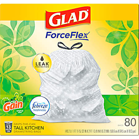 Tall Kitchen Drawstring Gain Original Odor Shield Bags - 80 Ct