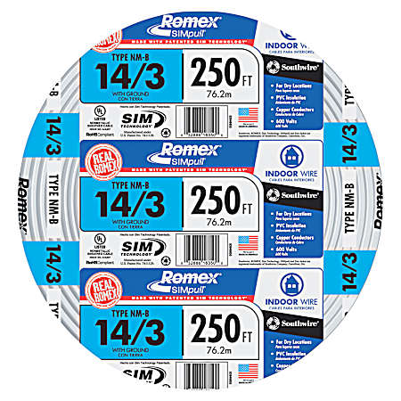 Romex SIMpull 14/3 NM-B Indoor Electrical Building Wire