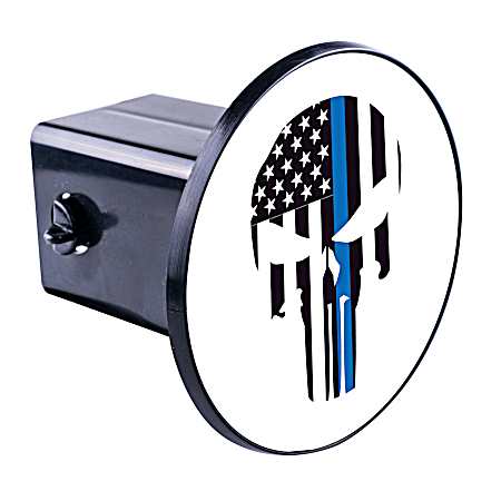 Punisher Skull Thin Blue Line Flag Hitch Cover