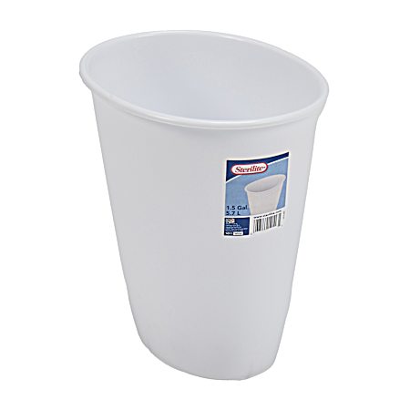 1.5 gal White Oval Vanity Wastebasket