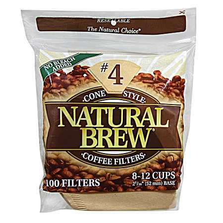 Brown #4 Cone-Style Coffee Filters - 100 Ct.