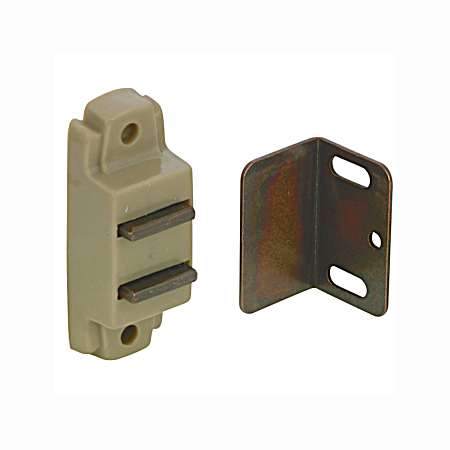 1-7/8 in Beige Magnetic Plastic Latch Plate & Screws