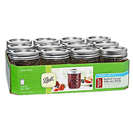8 oz Quilted Jelly Jars w/ Lids - 12 Pk