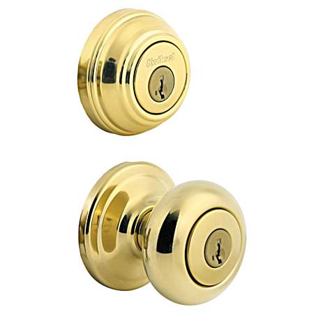 Juno Entry Knob & Deadbolt - Polished Brass