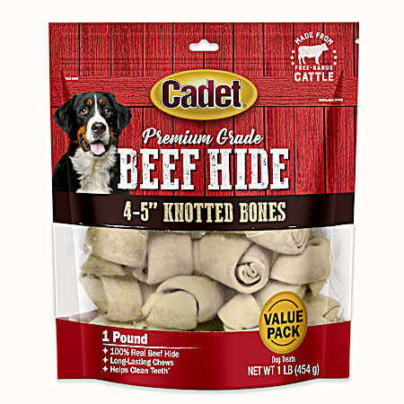 10-11 in Knotted Rawhide Bones Dog Chews - 1 lb