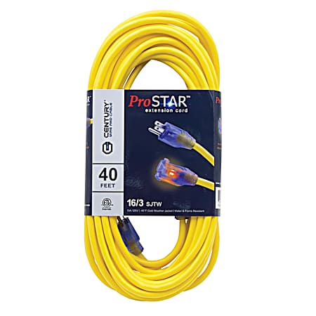 ProStar 16/3 SJTW Yellow Lighted Extension Cord