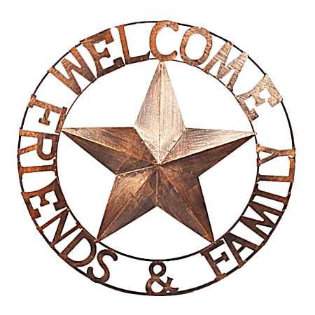 24 in. Welcome Friends & Family Metal Wall Art