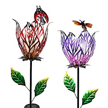 Flower Metal Filigree Solar Stake - Assorted