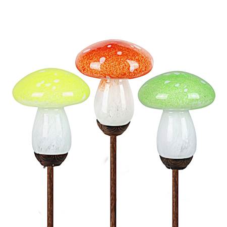 Mushroom Glass Solar Stake - Assorted