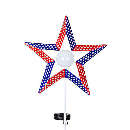 Patriotic Star w/ Glass Ball Solar Stake