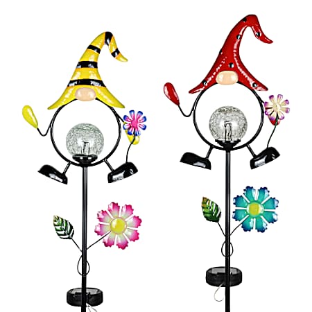 Gnome w/ Crackle Ball Solar Stake - Assorted