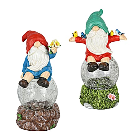 Gnome LED Crackle Ball Statue - Assorted