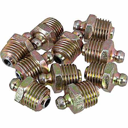 1/4 in NPT Straight Grease Fittings - 10 Pk