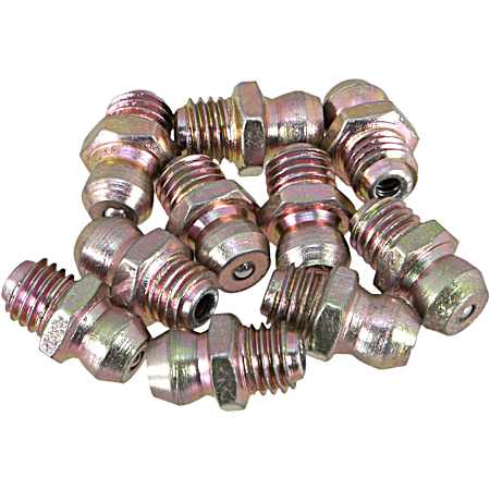 1/4 in NPT Straight Grease Fittings - 10 Pk