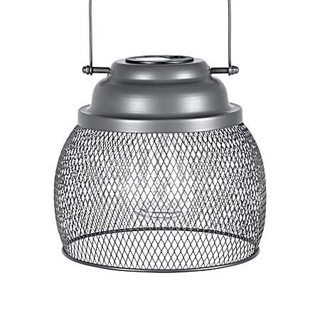 7 in. Galvanized Solar Metal Screen Lantern