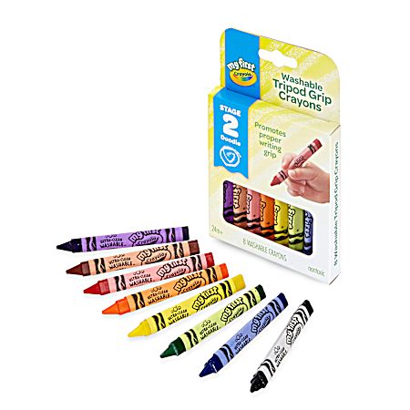 8 Count My First Washable Tripod Grip Crayons