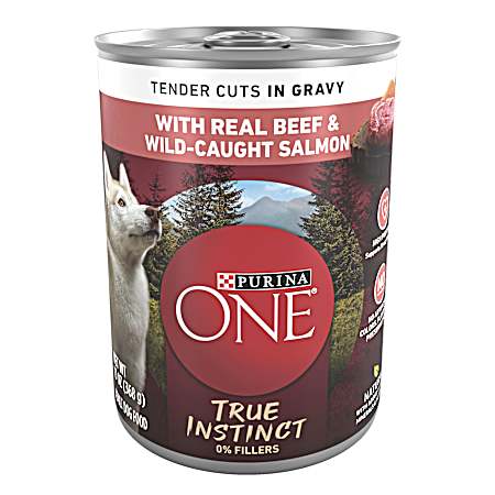 ONE True Instinct Tender Cuts In Gravy w/ Real Beef & Wild-Caught Salmon Adult Wet Dog Food