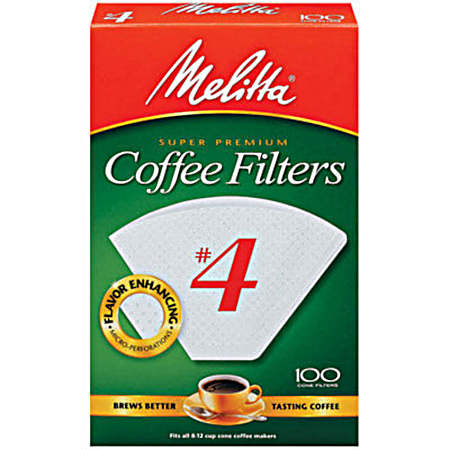 White #4 Cone Coffee Filters - 100 Ct.
