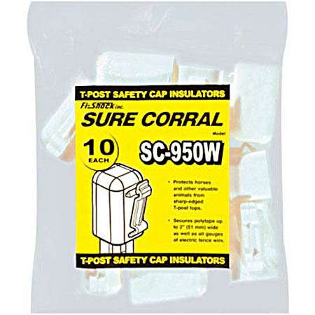 White T-Post Safety Cap & Insulators - 10 Pk