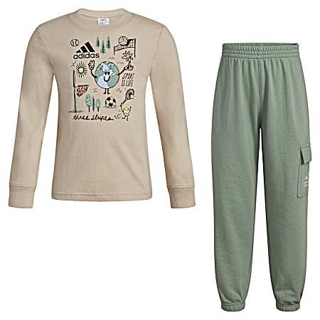 Toddler Boys' Beige Cargo Jogger Set