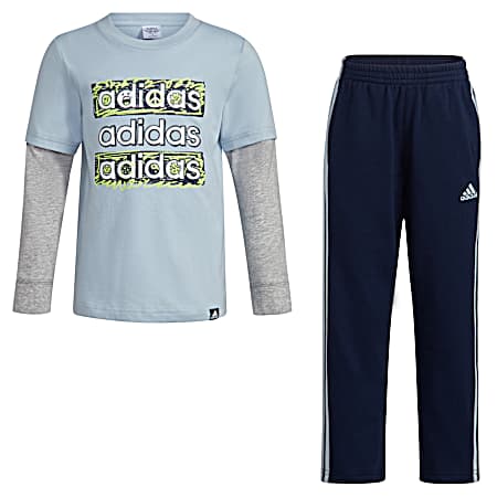 Little Boys' Wonder Blue Layered Pant Set