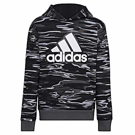 Boys' Black AOP Camo Fleece Hoodie