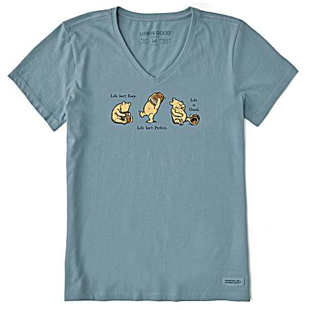 Women's Smoky Blue Winnie Life Isn't Easy Short Sleeve Shirt