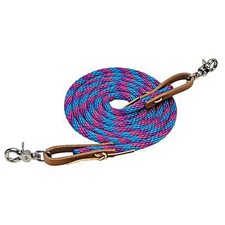 5/8 in Blue/Pink/Purple Poly Roper Reins