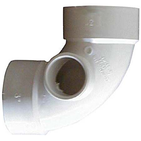 PVC-DWV 90-Degree Elbow with Side Inlet