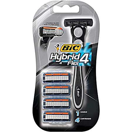 Hybrid 4 Men's Disposable Razor w/ 4 Cartridges